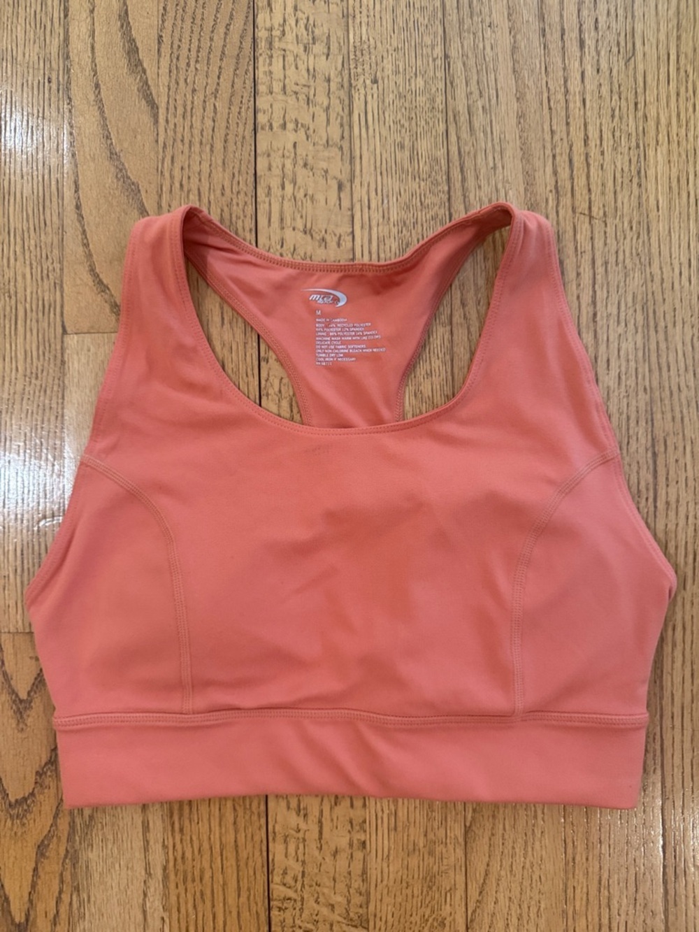 MTA Sport Salmon Coral Orange Racerback Sports Bra Medium